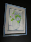 Hydrangeas Original Watercolor Painting 20th c. Art Flowers Floral signed framed Hydrangea