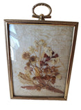 Vintage Handcrafted Dried Flower Art In Vintage Frame W Slightly Curved Glass Dried Flower