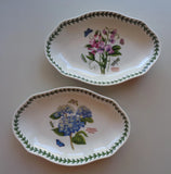 Set of 2 Portmeirion BOTANIC GARDEN Hydrangea & Sweet Pea Oval Pickle Dish NEW Hydrangea