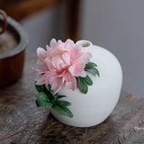 Dehua White Porcelain Flower Peony Flower Vase Home Ceramic Decoration Peony