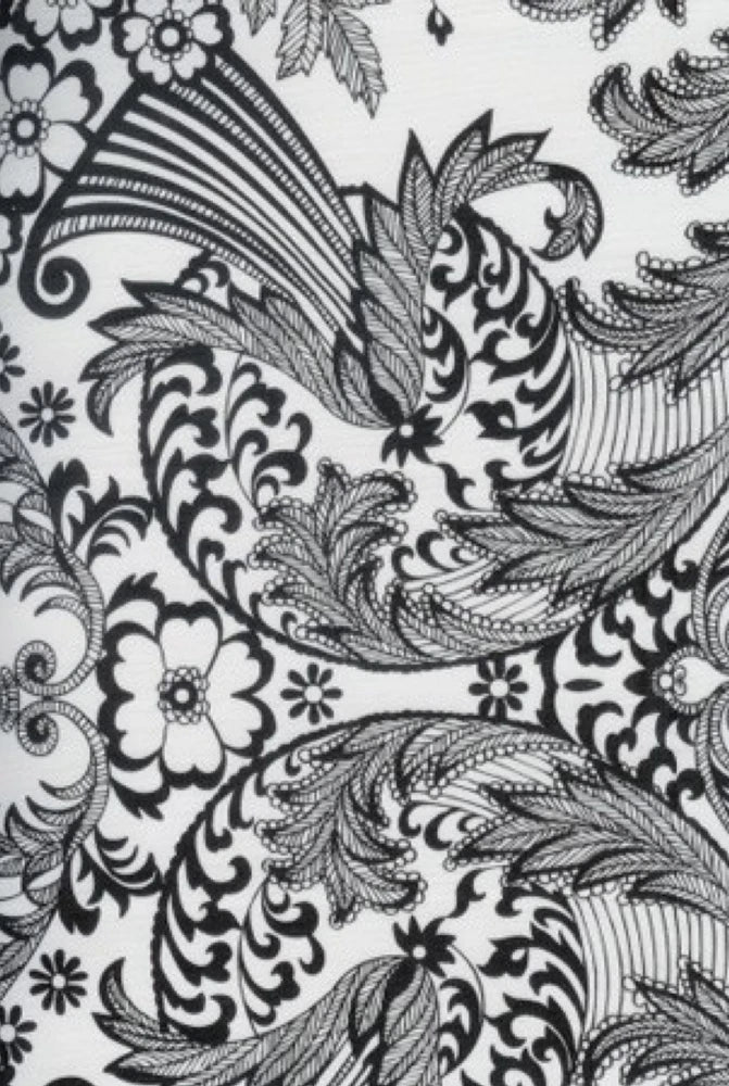 Oilcloth Fabric Paradise Lace Black Pattern Sold in Yard or Bolt Flowering Plants