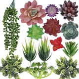 14Pcs Fake Succulents Unpotted Realistic Textured Succulent Plants Mini Artifici Green Plant