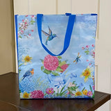 Reusable Tote Shopping Bag ~ Hummingbird Robin Hydrangea Watering Can Blue Sky Hydrangea