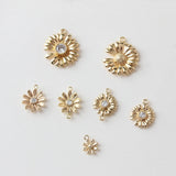 2pcs Zircon Daisy Flower Pendant,Cubic Zirconia Sun Flower Connector,Petal Charm Sunflower