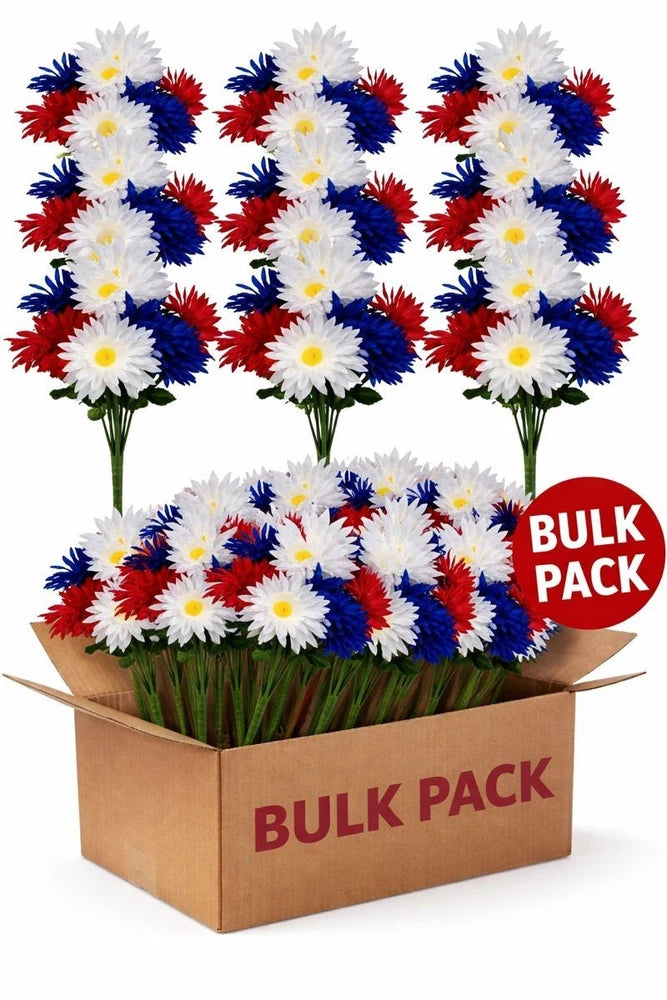 Patriotic Artificial Flower Bouquets Ð Bulk Pack of 24 Bouquet