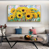 Blossom Sunflower Landscape Handmade Oil Painting on Canvas Abstract Sunflower