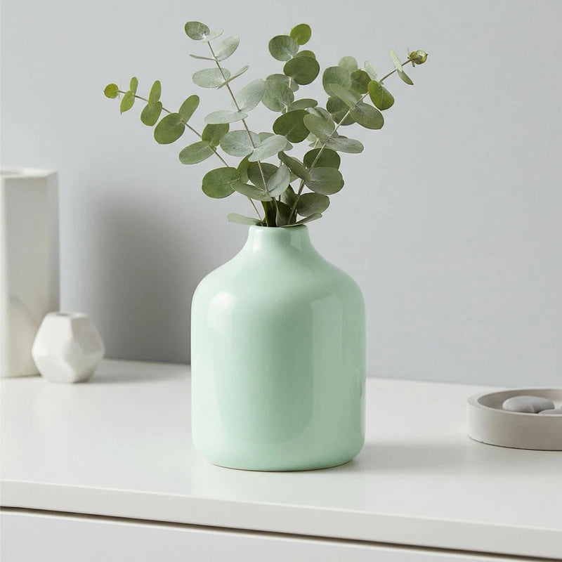 4 Inch Small Green Vase for Flowers - Cute Modern Decorative Vases Home Decor... Pampas Grass