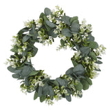 Artificial Topiary Wreath for Door Hanging with Lifelike Eucalyptus Leaves Green Plant