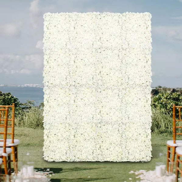 Silk Artificial White Hydrangea Flower Wall Panels 15.74Ó x 23.6Ó Ð 5 Pack Hydrangea