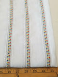 VTG OOP HTF Lightweight Striped Embroidered Leno Weave Floral Cotton Fabric BTHY Flowering Plants