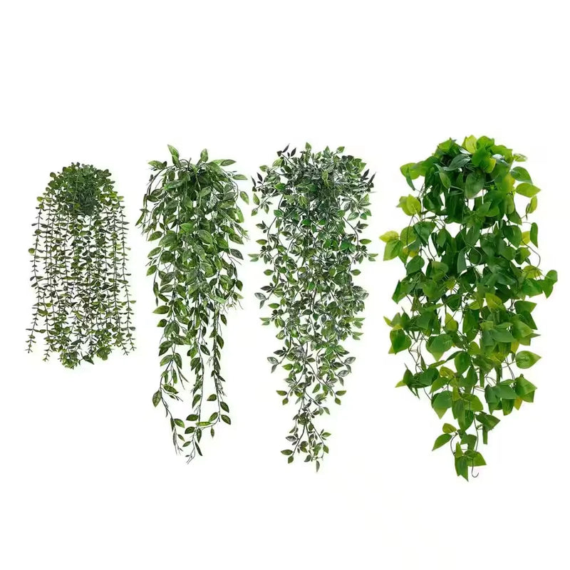 Fake Hanging Plants Mixed Set, 4-Pack Green Plant
