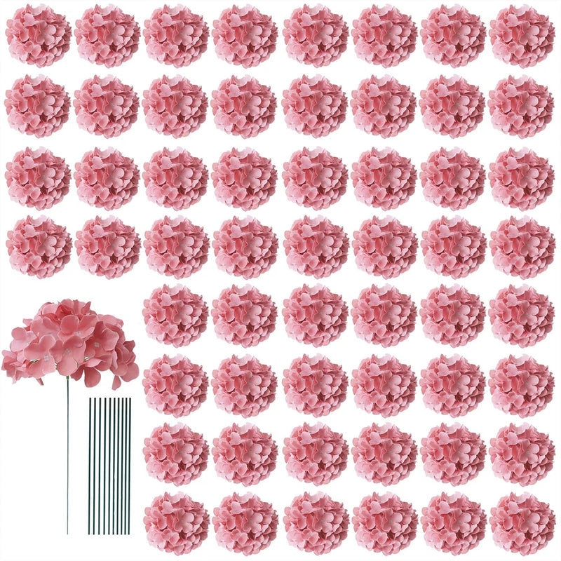 65pcs Fake Flowers Dusty Rose Hydrangea Artificial Flowers Bulk (Not Squished... Hydrangea