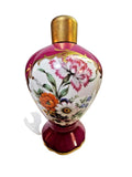 Vase/perfume bottle? Limoges France Porcelain magenta pink carnation flowers -L5 Carnation