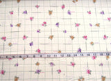1 yd Cotton Light Cream Check with Pink, Purple & Gold Flowers Fade on Fold Flowering Plants