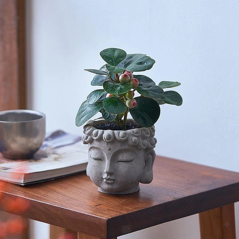 Buddha Head Flower Pot Indoor Plants Gift Container for Desktop Home Garden Garden Plants