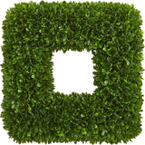 17" Tea Leaf Square Wreath UV Resistant Artificial Plant, Green Green Plant