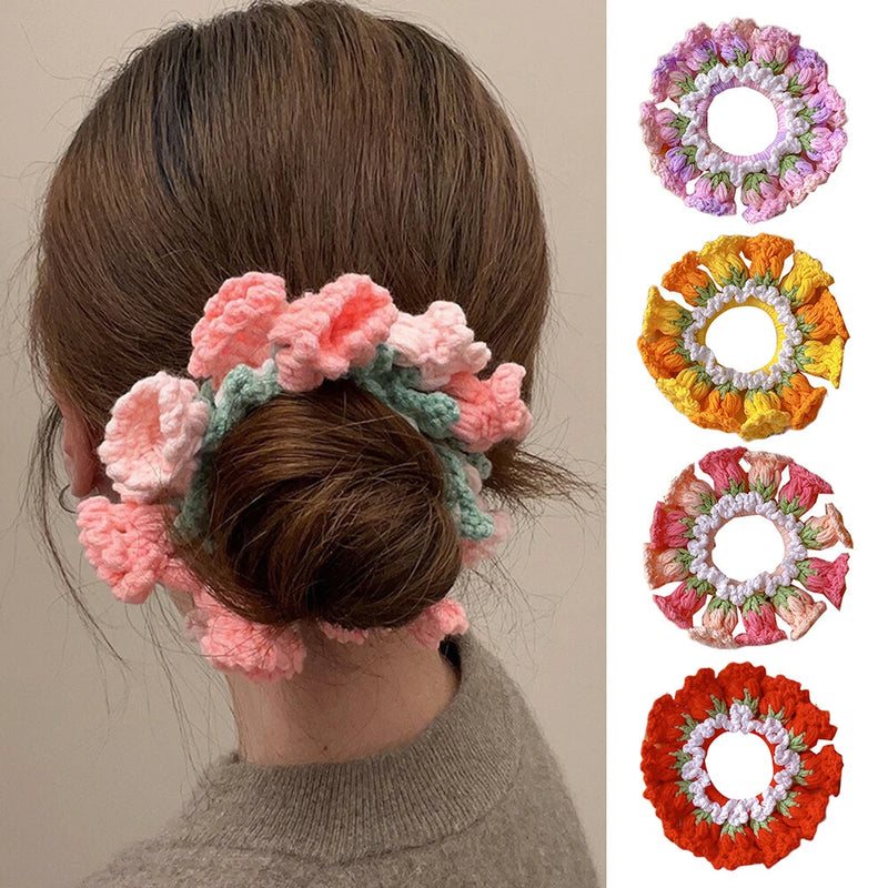Woolen Knitting Lily of The Valley Flower Hair Ties Hair Accessories Soft DIY Lily