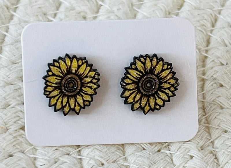 Sunflower Wooden Stud Earrings Sunflower