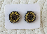 Sunflower Wooden Stud Earrings Sunflower
