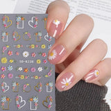 5D Nail Art Stickers Decals Flowers Floral Daisy Daisies Hearts Decoration K238 Daisies