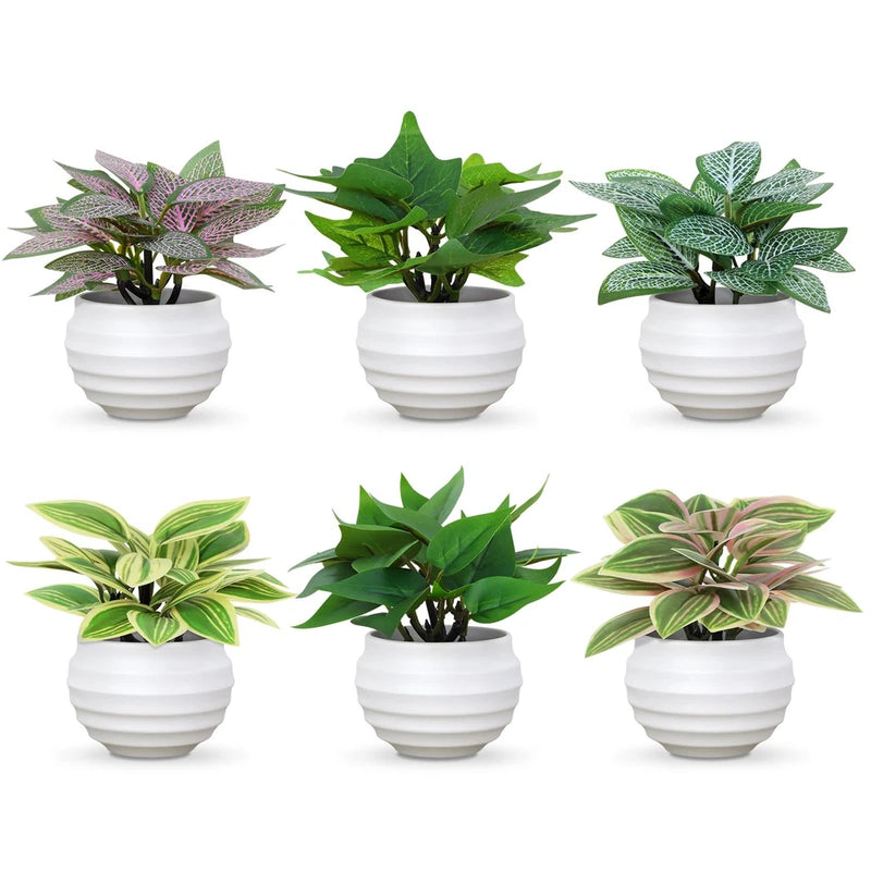 Artificial Potted Plants Set of 6, Bathroom Decor 3.94" Mini Fake Plants in P... Green Plant