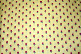 RED ROSEBUDS ON YELLOW BY JOAN KESSLER - 100% COTTON FABRIC Flowering Plants