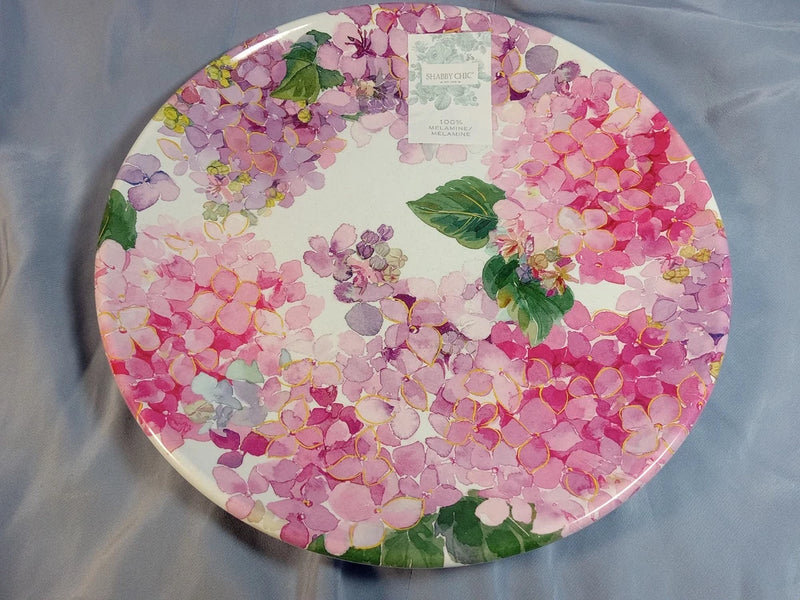 Set 4 SHABBY CHIC~Floral Pink & Purple Hydrangea Flowers Dinner Plates New 11" Hydrangea
