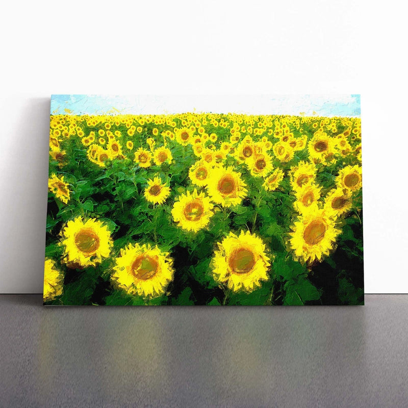 Yellow Sunflower Meadow Landscape Scenery Nature Canvas Wall Art Print Framed Sunflower