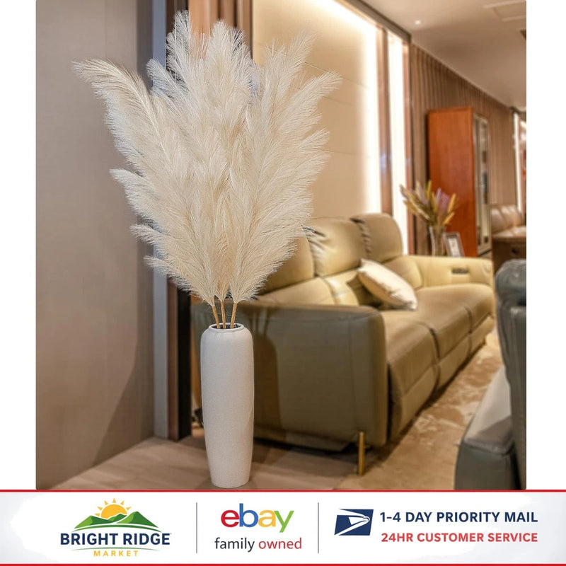 3-Piece Fluffy Artificial Pampas Grass for Floor Vase and Living Room Decor Pampas Grass