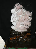 20'' Chinese Natural Pink Xiu Jade Carving Peony Flower Bird Birds Animal Statue Peony