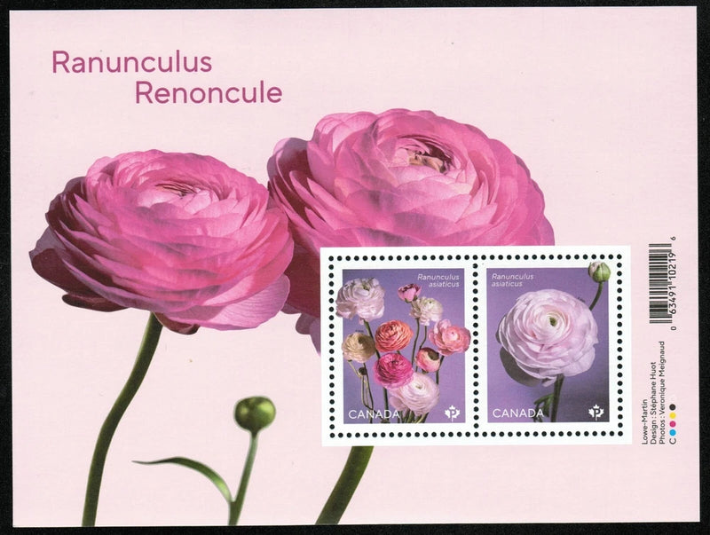 Canada sc#3372 Ranunculus : Persian Buttercup, Souvenir-Sheet, Mint-NH Ranunculus