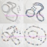 Natural Multicolor Freshwater Baroque Pearl Necklace 18'' Bracelet Earrings Set Roses
