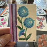 Donna Hawk Signed Original Blue Hydrangea Flower Drawing ACEO Illustration Art Hydrangea