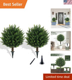 UV Resistant Artificial Cedar Topiary - Set of 2 for Outdoor Elegance Green Plant