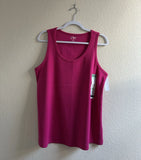 Terra & Sky Womens Plus S0ft Fuchsia Stretch Scoopneck Ribbed Tank Top Sz 1X NWT Roses