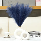 Ureymx Faux Pampas Grass Decor 17.7 Inch 6pcs, Artificial 17 6 Pcs, Blue Pampas Grass