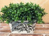 OVAL DOME ARTIFICIAL BOXWOOD POTTERY PLANTER W/ FLOWERS & FRENCH LOGO Green Plant