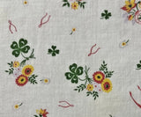VINTAGE 1930s Feedsack fabric piece Lucky Charms Print 10x8" Flowering Plants
