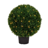 Vickerman 24" Contemporary Plastic Artificial Cedar Ball with LED in Green Green Plant