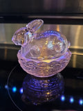 ROSE Easter Bunny on Basket Mosser Glass Covered Dish 4" Roses