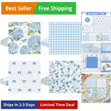 80Pcs Blue Floral Napkins, 6.5 In Hydrangea Napkins 2 Ply Vintage Decorative ... Hydrangea