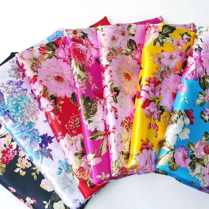 58" Wide By Yards Charmeuse Material Butterfly Flower Satin Fabric Scarf Diy Flowering Plants