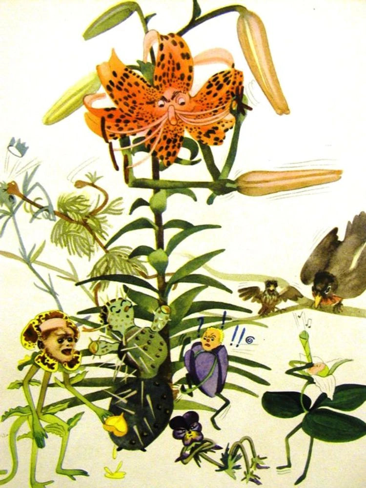 Grenwis TIGER LILY CACTUS FLOWER CHILD 1936 Print Matted Lily