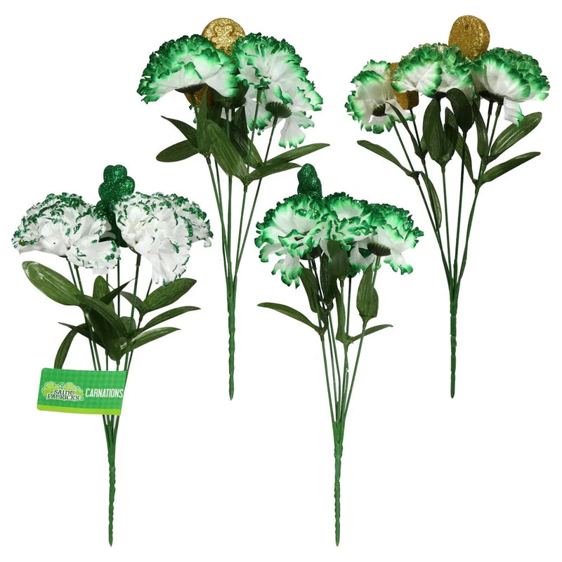 St. Patrick's Day White or Green FLORAL CARNATION SPRAY choose 1 From 3 Or All Carnation