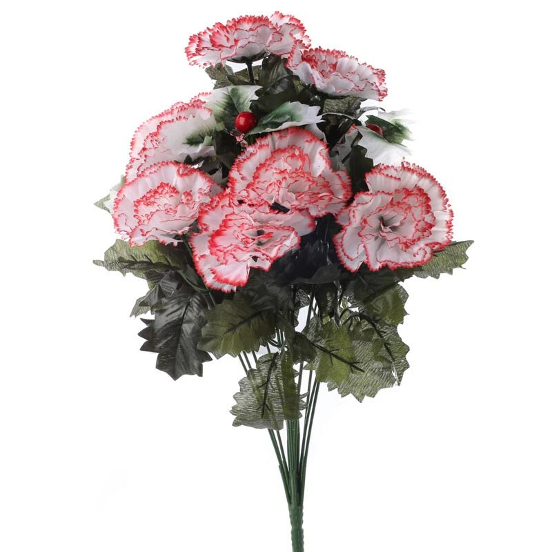 Set of 4 Artificial Carnation and Holly 17-1/2" Bushes Carnation