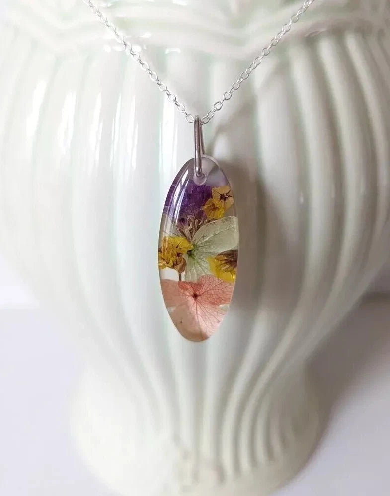 Handmade Autumn Flowers Resin Necklace Hydrangea Pendant Botanical Gift For Her Hydrangea