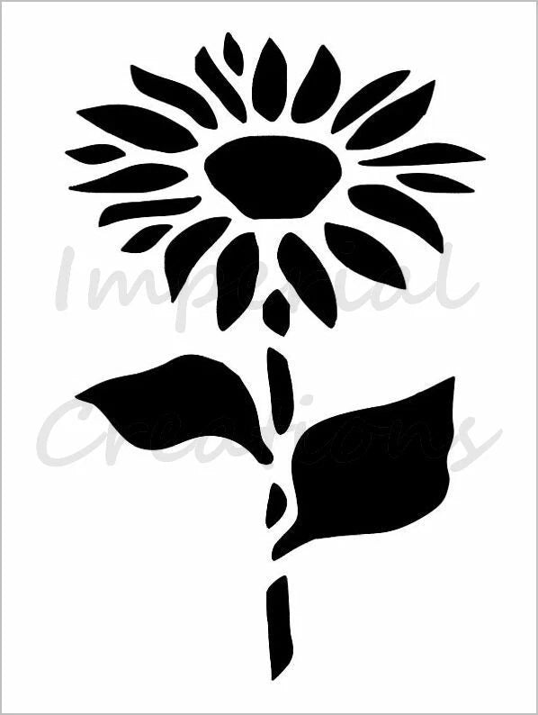 Sunflower stencil plastic sheet with black flower and leaf design
