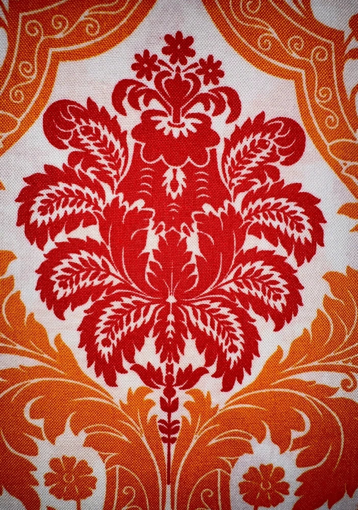 Vtg Waverly Cotton Paisley Floral Fabric 44Óx1 Yd Orange India Paisley Motif Flowering Plants