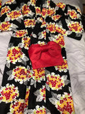 Yukata with Hydrangea Pattern, Black, No Obi Hydrangea