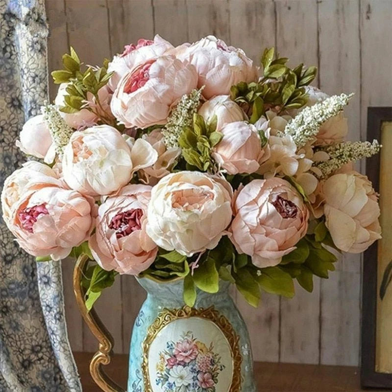 1 Bunch European Artificial Peony Silk Flower Wedding Decoration And Home Decor Peony
